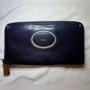 Chloe Victoria Zippy Long Black Leather Wallet